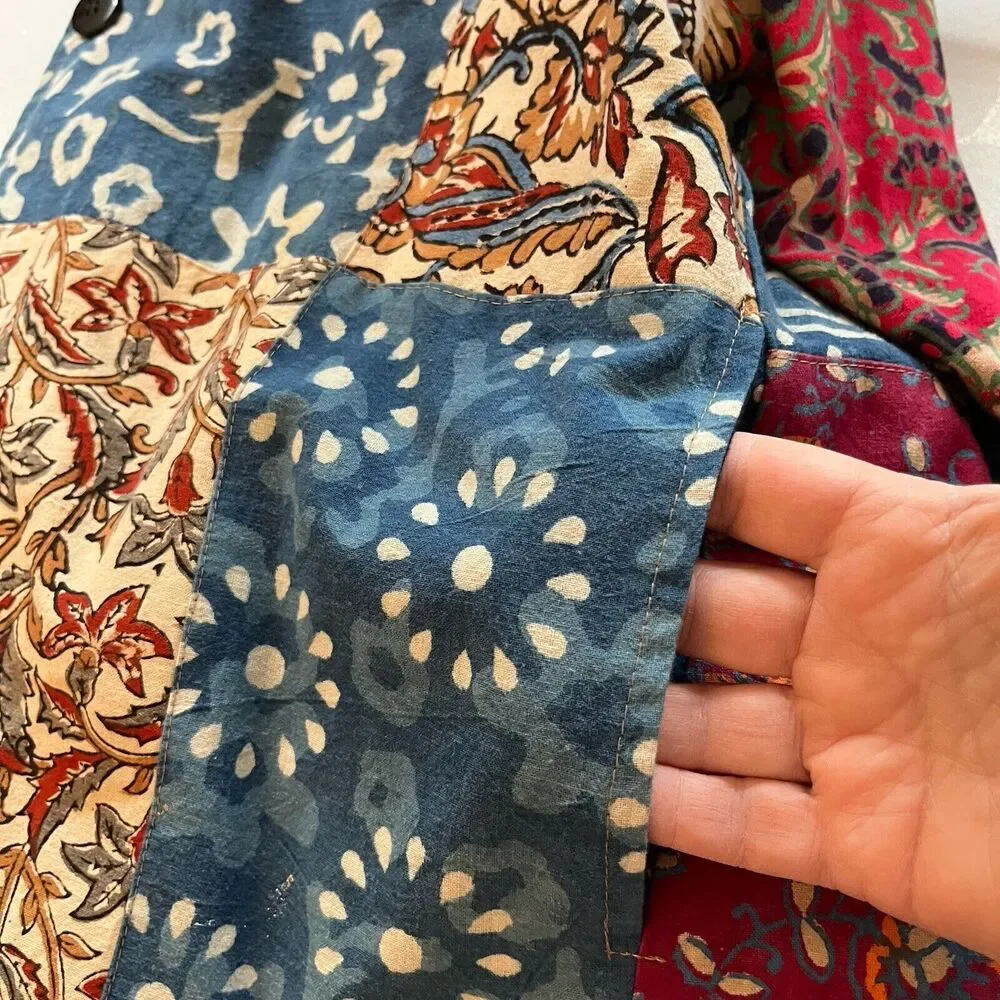 Silver Stream One Size Cotton Patchwork Colorful Boho Hippie‎ Top Festival - Picture 7 of 7